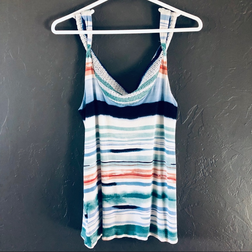 Anthropologie Striped Crochet Top in Blue S